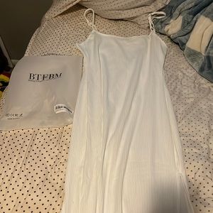 White dress from shein with small slit on side
